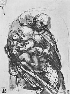 Madonna and Child with a Cat 1478-1481 (1945). Artist: Leonardo da Vinci