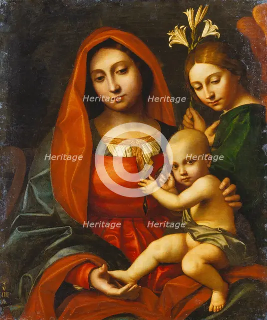 Madonna and Child with an Angel, 1519. Creator: Cavazzola.