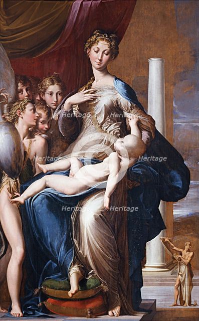 Madonna and Child with Angels (Madonna with the Long Neck), Between 1534 und 1540. Artist: Parmigianino (1503-1540)