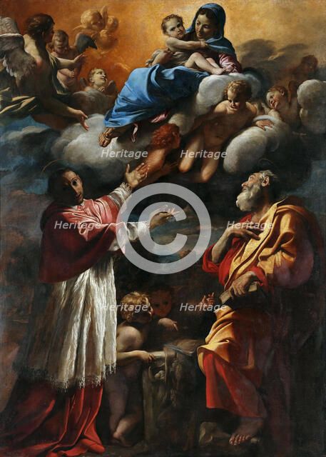 Madonna and Child with Saint Charles Borromeo and Saint Bartholomew, 1616-1617. Creator: Lanfranco, Giovanni (1582-1647).