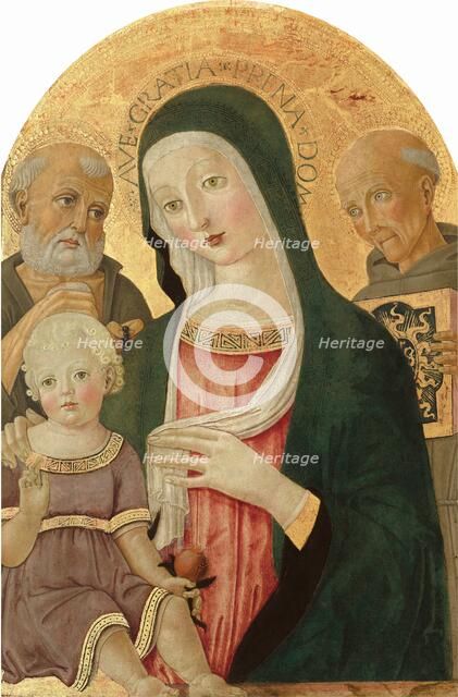 Madonna and Child with Saint Jerome and Saint Bernardino of Siena, c. 1480/1485. Creator: Benvenuto di Giovanni.
