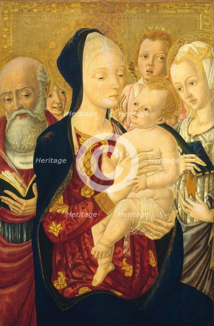 Madonna and Child with Saint Jerome, Saint Catherine of Alexandria, and Angels, c. 1465/1470. Creator: Matteo di Giovanni.