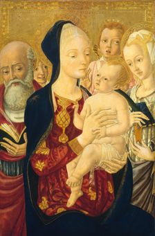Madonna and Child with Saint Jerome, Saint Catherine of Alexandria, and Angels, c. 1465/1470. Creator: Matteo di Giovanni