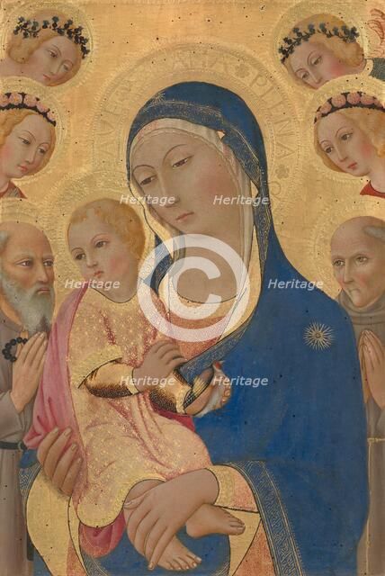 Madonna and Child with Saint Jerome, Saint Bernardino, and Angels, c. 1460/1470. Creator: Sano di Pietro.