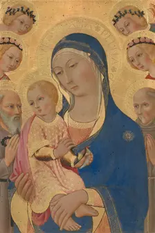 Madonna and Child with Saint Jerome, Saint Bernardino, and Angels, c. 1460/1470. Creator: Sano di Pietro