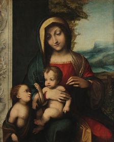 Madonna and Child with Saint John as a Boy (Madonna Bolognini), 1514-1519. Creator: Correggio (1489-1534)