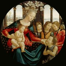 Madonna and Child with Saint John the Baptist and Three Angels, c. 1490. Creator: Ghirlandaio, Domenico (1449-1494)