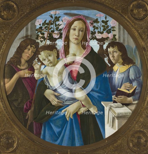 Madonna and Child with Saint John the Baptist and an angel.