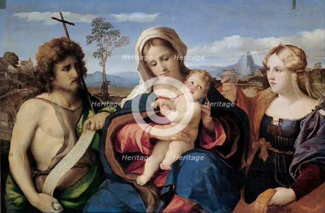 Madonna and Child with Saint John the Baptist and Mary Magdalene, 1520-1523. Artist: Palma il Vecchio, Jacopo, the Elder (1480-1528)