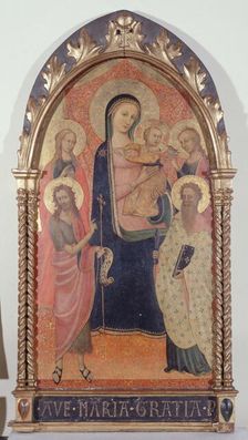 Madonna and Child with Saint John the Baptist, Saint Bartholomew, Saint..., between 1300 and 1400. Creator: Unknown