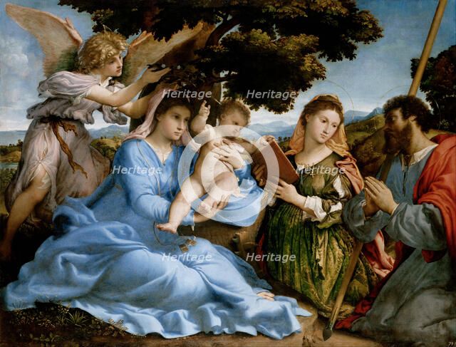 Madonna and Child with Saints Catherine and James the Great, 1527-1533. Artist: Lotto, Lorenzo (1480-1556)