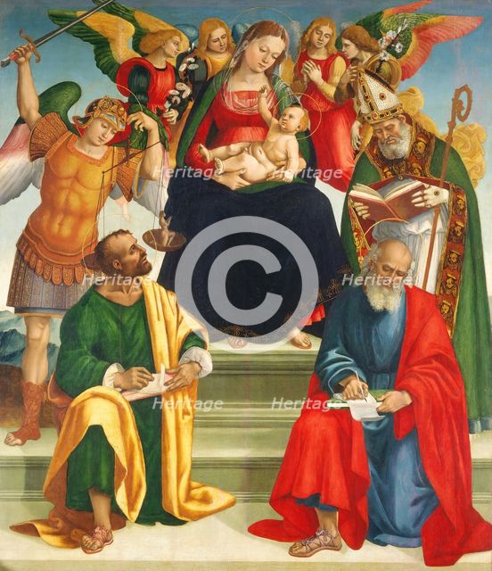 Madonna and Child with Saints and Angels, mid or late 1510s. Creator: Luca Signorelli.