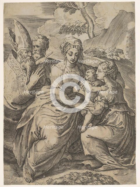 Madonna and Child with Saints (after Parmigianino). Creator: Battista del Moro.
