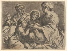 Madonna and Child with Saints Elizabeth and John the Baptist (Madonna della Scodella), the..., 1606. Creator: Annibale Carracci
