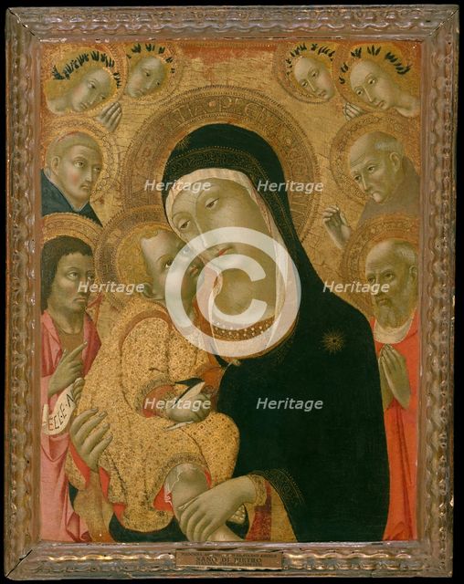 Madonna and Child with Saints John the Baptist, Jerome, Peter Martyr..., ca. 1425-before ca. 1467. Creator: Sano di Pietro.