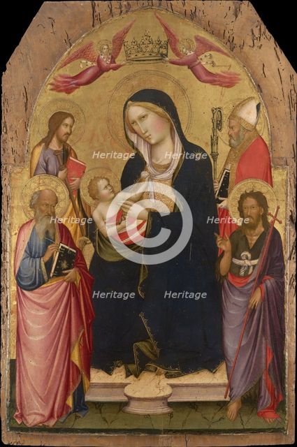 Madonna and Child with Saints John the Evangelist, John the Baptist, James of Compostela and Nicholas of Bari, ca 1390. Artist: Gaddi, Agnolo (1350-1396)