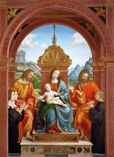 Madonna and Child with Saints James, Philip and the Family of Antonio Busti, 1515-1517. Creator: Zenale, Bernardo (1464-1526)