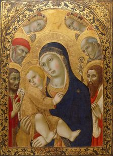 Madonna and Child with Saints Jerome, John the Baptist, Bernardino and Bartholomew, ca 1450-1475. Artist: Sano di Pietro (1406-1481)
