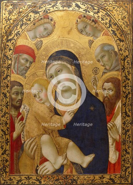 Madonna and Child with Saints Jerome, John the Baptist, Bernardino and Bartholomew, ca 1450-1475. Artist: Sano di Pietro (1406-1481)