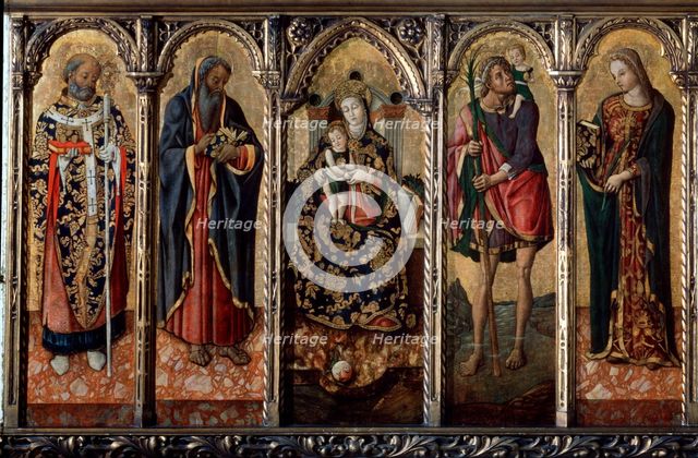'Madonna and Child with Saints' (polyptych, five separate panels), c1480. Artist: Vittore Crivelli