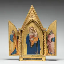 Madonna and Child, with Saints Peter and John the Evangelist, and Man of Sorrows..., c. 1360. Creator: Nardo di Cione