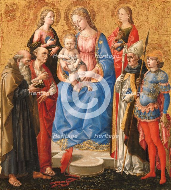 Madonna and Child with Six Saints, late 1440s. Creator: Pesello Peselli.