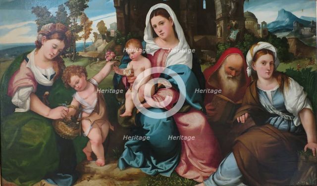 Madonna and Child with St Catherine, St John the Baptist, St Dorotea and St Anthony the Abbot, 1523. Creator: Bonifacio de' Pitati.