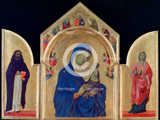 Madonna and Child with St Dominic and St Aurea', c1315. Artist: Duccio di Buoninsegna