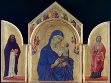 Madonna and Child with St Dominic and St Aurea c1315. Artist: Duccio di Buoninsegna