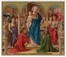 Madonna and Child with St Fredianus and St Augustine 1437-1438 (1870). Artist: Franz Kellerhoven