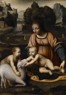 Madonna and Child with St John the Baptist and the Lamb, about 1525 or after. Creator: Bernardino Luini