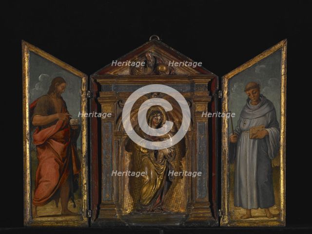 Madonna and Child with St John the Baptist and St Francis, probably late 1500s. Creator: Unknown.