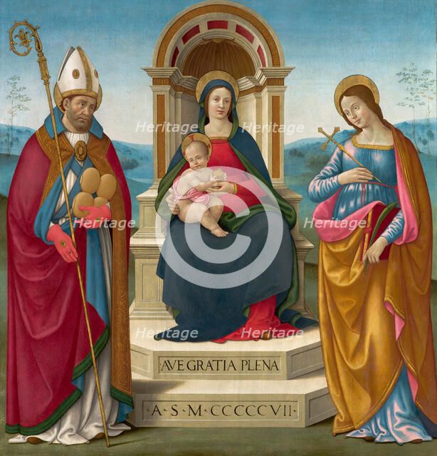 Madonna and Child with St Justus of Volterra and St Margaret of Antioch., 1507. Creator: Bastiano Mainardi.
