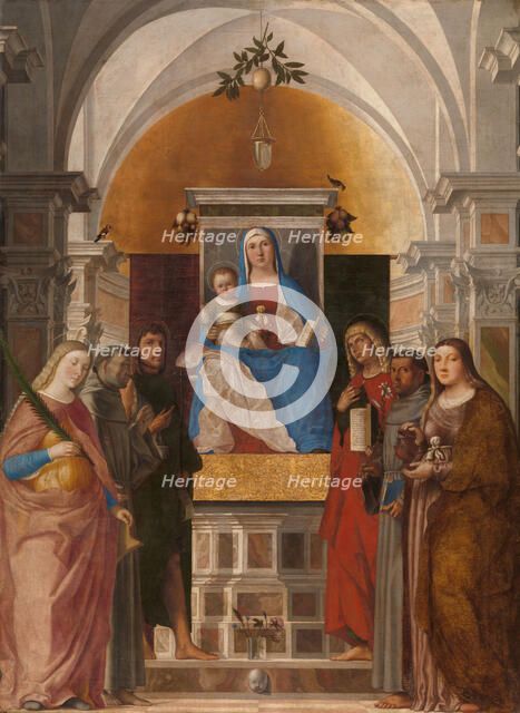 Madonna and Child with Sts Catherine, Francis of Assisi, John the Baptist, John the Evangelist, Anto Creator: Marcello Fogolino.