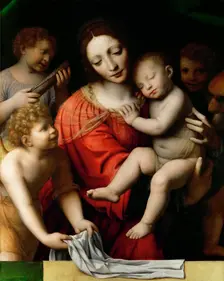 Madonna and Sleeping Child with Three Angels, First Half of 16th century