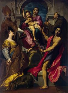 Madonna and the Child with St Francis of Assisi, St John the Baptist, St Gregory the Great..., 1592. Creator: Gregorio Pagani