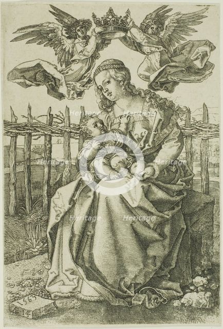 Madonna Crowned by Two Angels, 1563. Creator: Jan Wierix.