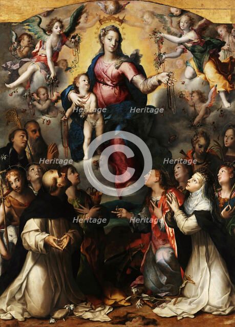 Madonna del Rosario (Madonna of the Rosary), 1578. Creator: Hendricksz (d'Errico), Dirck (Teodoro) (1544-1618).