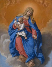 Madonna del Rosario (Madonna of the Rosary), c 1640. Creator: Cantarini, Simone (1612-1648)