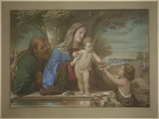 Madonna della Fontana: The Holy Family with the infant John the Baptist at a spring, 1854. Creator: Eduard von Steinle
