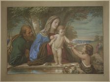 Madonna della Fontana: The Holy Family with the infant John the Baptist at a spring, 1854. Creator: Eduard von Steinle