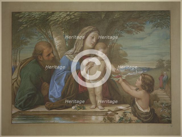 Madonna della Fontana: The Holy Family with the infant John the Baptist at a spring, 1854. Creator: Eduard von Steinle.