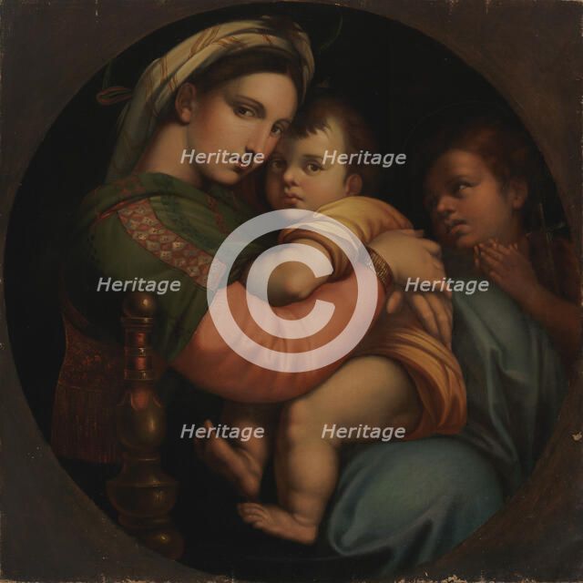 Madonna della Sedia, copy after Raphael (Raffaello Sanzio), c16th century. Creator: Unknown.