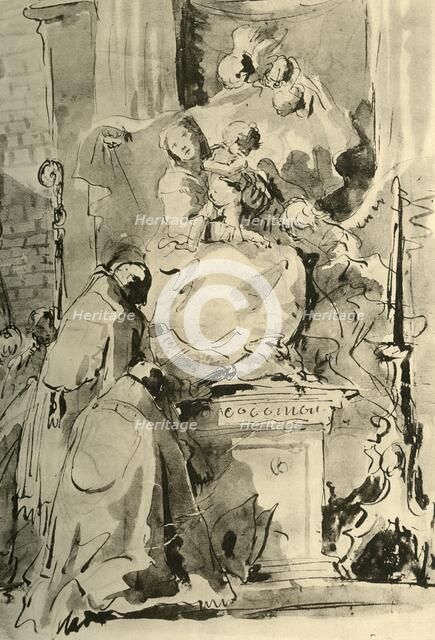 'Madonna enthroned and two Bishops', mid 18th century, (1928). Artist: Giovanni Battista Tiepolo.