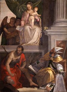 Madonna Enthroned with Child, St John the Baptist, St Louis of Toulouse and Donors