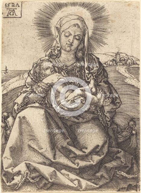Madonna in a Landscape Sitting on a Cushion, 1527. Creator: Heinrich Aldegrever.