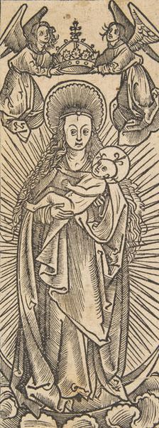 Madonna in Glory Crowned by Angels (Schr. 1111c), 15th century., 15th century. Creator: Anon