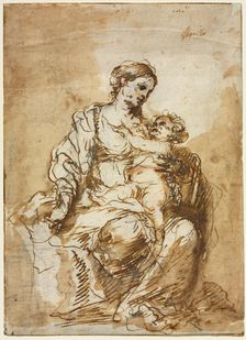 Madonna Nursing the Christ Child, c. 1670. Creator: Bartolomé Esteban Murillo (Spanish, 1617-1682)