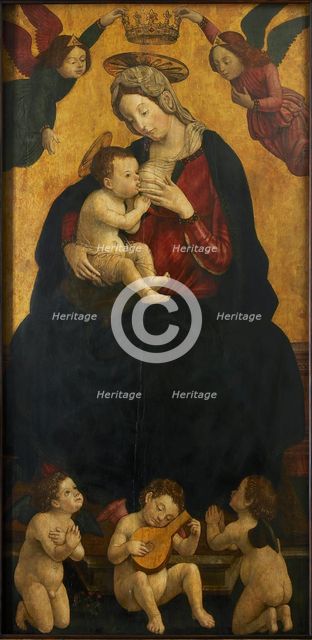 Madonna of the Milk with music-making angels, 1490-1500. Creator: Spanzotti, Giovanni Martino (ca 1455-ca 1528).