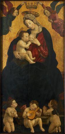 Madonna of the Milk with music-making angels, 1490-1500. Creator: Spanzotti, Giovanni Martino (ca 1455-ca 1528)